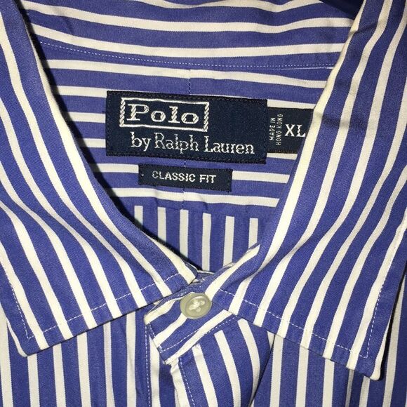 Blue White stripe Polo Ralph Lauren Pony Shirt XL - Picture 2 of 3